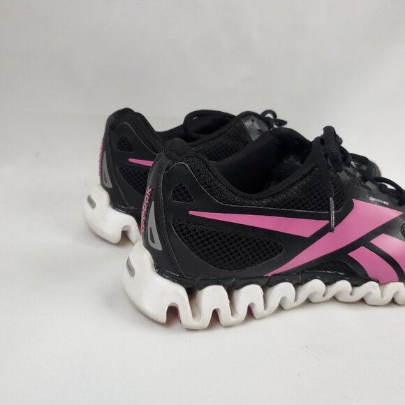 Reebok Womens Premier Zig Fly Running Shoes Black Pink Lace Up Mesh Sz 9.5 - Picture 2 of 12